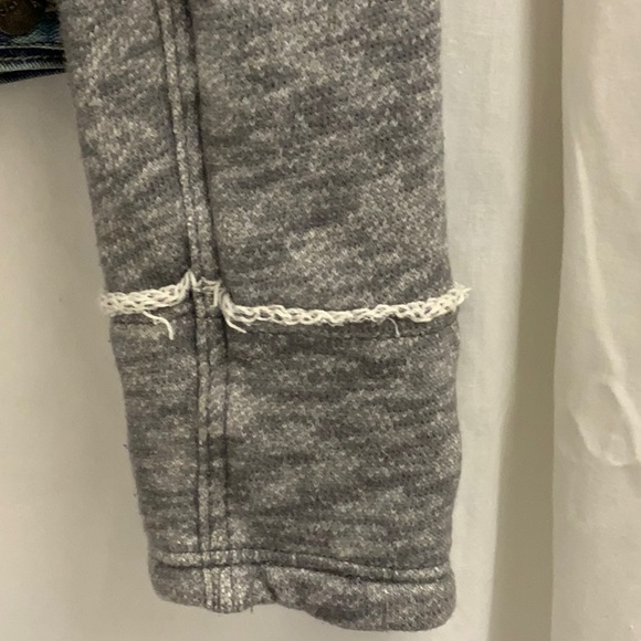 Free People Distressed Jean Jacket with Contrasting Sleeves & (Detachable) Hood - Picture 5 of 11